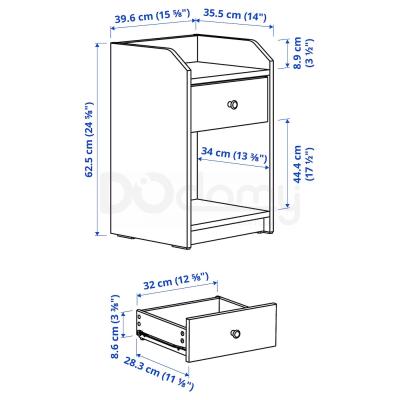 Столик  біля ліжка HAUGA 004.889.63 IKEA (ИКЕА HAUGA), фото 5