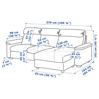 Диван нерозкладний LIDHULT 992.571.57 IKEA (ИКЕА ЛИДГУЛЬТ), фото 7