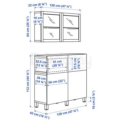 BESTÅ Сочетание полок с дверцами / ящиками 120x42x213 cm, фото 9