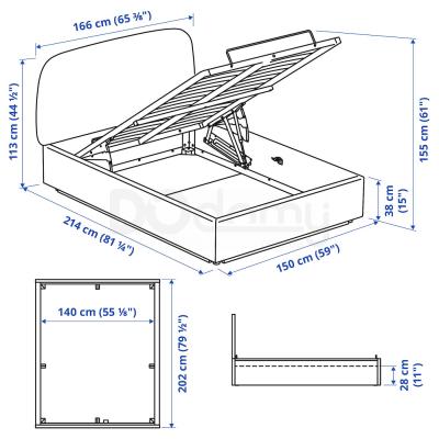 Кровать с контейнером VADHEIM 004.656.31 IKEA (ИКЕА ВАДХЕЙМ), фото 7