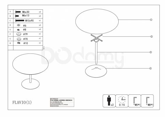 Стіл SIGNAL FLAVIO білий 90X90, фото 2