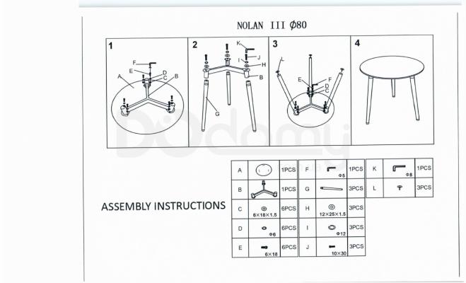 Стіл SIGNAL NOLAN III білий/Бук 80X80, фото 3
