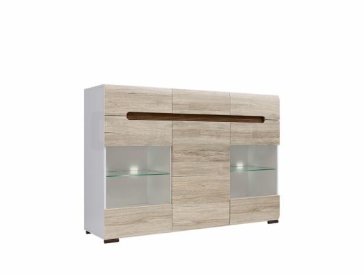 Комод BRW AZTECA KOM2W1D3S/10/15 Белый, Дуб сан Ремо, фото 1