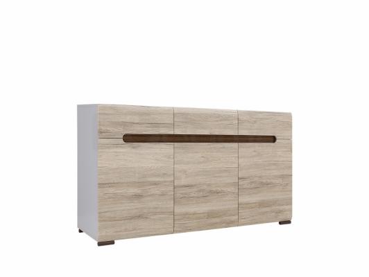 Комод BRW AZTECA KOM3D3S/8/15 білий, дуб сан Ремо, фото 1