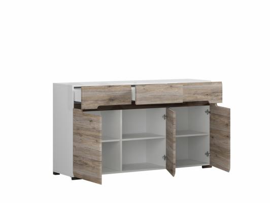 Комод BRW AZTECA KOM3D3S/8/15 білий, дуб сан Ремо, фото 2