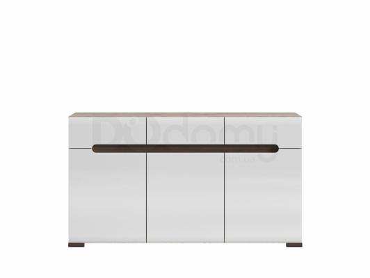 Комод BRW AZTECA KOM3D3S/8/15 білий блиск, дуб сан ремо, фото 1