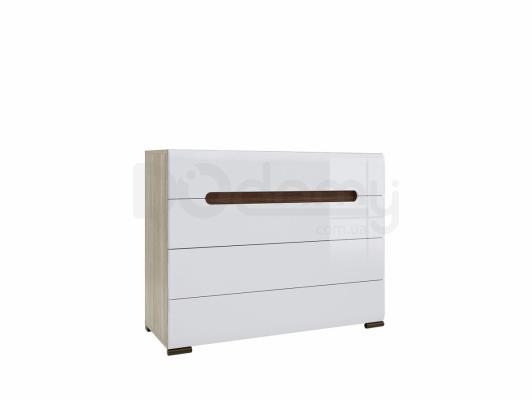 Комод BRW AZTECA KOM4S/8/11 білий блиск, дуб сан ремо, фото 1
