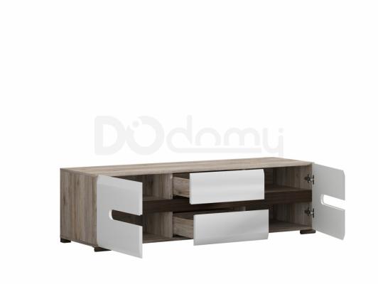 Тумба BRW під ТВ AZTECA RTV2D2S/4/15 дуб сан Ремо, білий блиск, фото 3