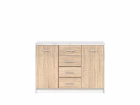 Комод BRW NEPO KOM2D4S білий/дуб сонома, фото 1