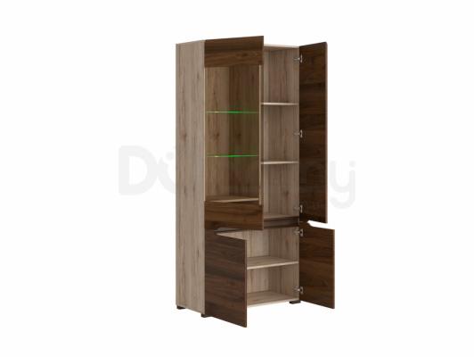 Шкаф витрина BRW ELPASSO REG1W3D/20/9 Дуб сан ремо/Орех, фото 2