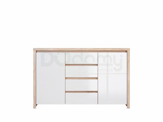 Комод BRW KASPIAN KOM2D4S дуб сонома/білий блиск, фото 1