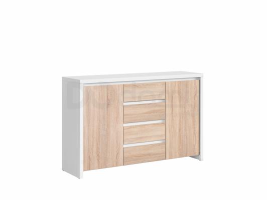 Комод BRW KASPIAN KOM2D4S білий/дуб монумент, фото 1