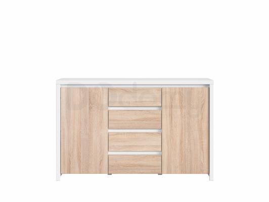 Комод BRW KASPIAN KOM2D4S білий/дуб сонома, фото 1