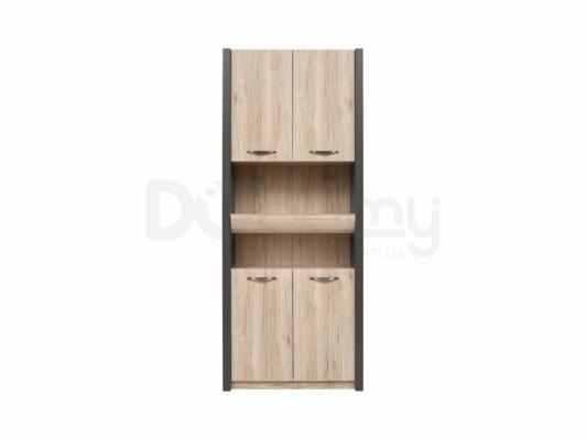 Книжный шкаф BRW EXECUTIVE REG4D1S/22/9 Серый волфрам/Дуб сан ремо, фото 1