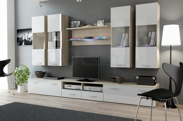 Стенка CAMA DREAM I Дуб Сонома / Белый глянец, фото 1