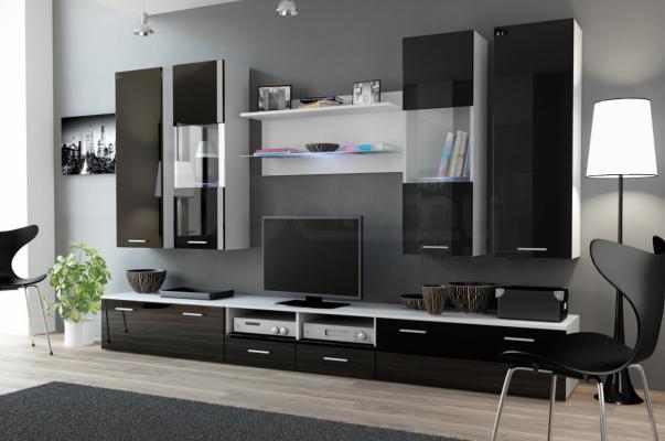 Стінка CAMA DREAM II білий матовий/чорний глянець, фото 1