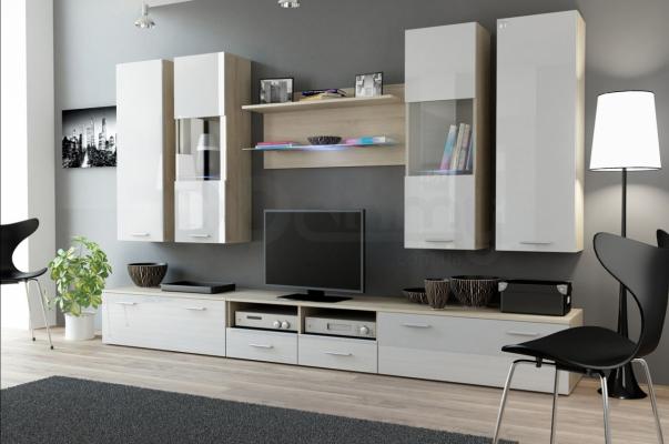 Стенка CAMA DREAM II Дуб Сонома / Белый глянец, фото 1