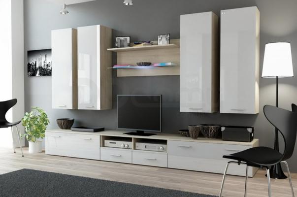 Стенка CAMA DREAM III Дуб Сонома / Белый глянец, фото 1