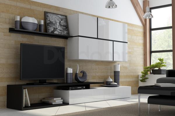 Стенка CAMA GOYA Белый матовый / Белый глянец / Черный матовый, фото 1