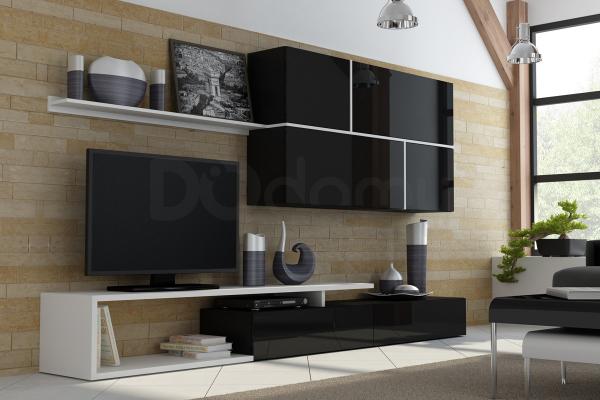 Стенка CAMA GOYA Черный матовый / Черный глянец / Белый матовый, фото 1