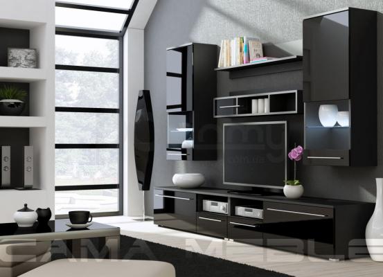 Стінка CAMA LUNA чорний матовий/чорний глянець, фото 1