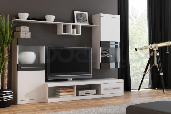 Стенка CAMA NICK Белый матовый / Черный глянец, фото 1