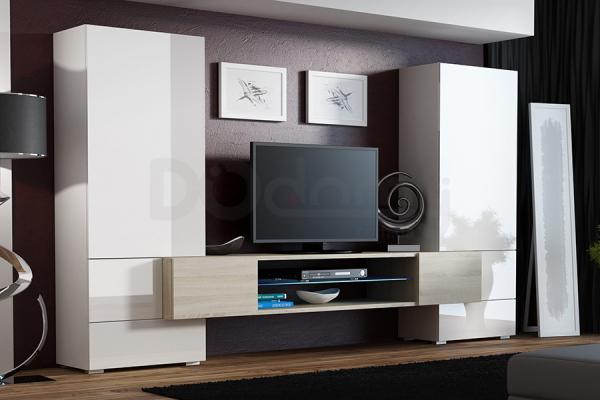 Стенка CAMA TORI Белый матовый / Белый глянец / Дуб Сонома, фото 1