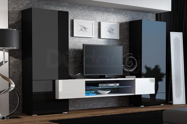 Стенка CAMA TORI Черный матовый/Белый глянец, фото 1