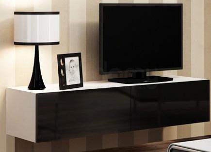 Тумба ТВ CAMA 140 VIGO білий матовий/чорний глянець, фото 1
