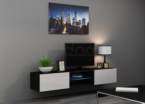 Тумба ТВ CAMA VIGO GLASS Черный матовый / Белый глянец, фото 1