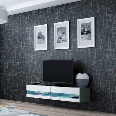 Тумба ТВ CAMA 140 VIGO NEW Сірий матовий/білий глянець, фото 1