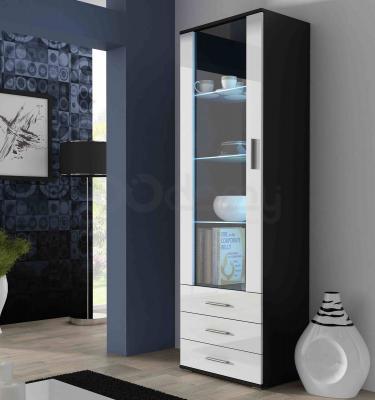 Вітрина висока CAMA SOHO чорний матовий/білий глянець, фото 1