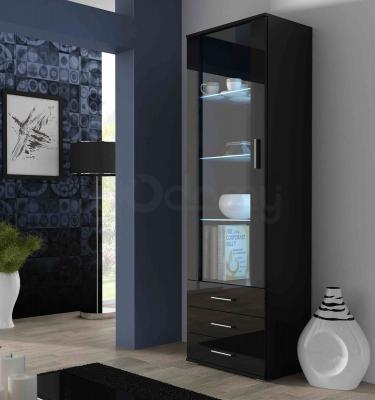 Вітрина висока CAMA SOHO чорний матовий/чорний глянець, фото 1