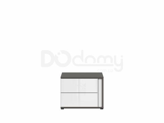 Приліжкова тумба BRW GRAPHIC S343 KOM2SL/A-SZW/BIP Сірий вольфрам/білий блиск, фото 1