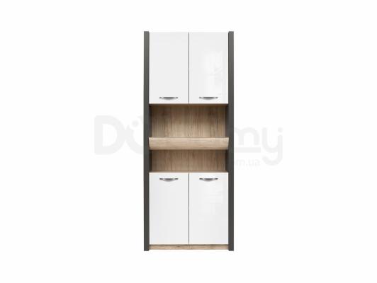 Книжкова шафа BRW EXECUTIVE REG4D1S/22/9 Сірий волфрам/дуб сан ремо/білий блиск, фото 1