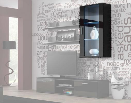 Витрина навесная CAMA SOHO Черный матовый / Черный глянец, фото 1