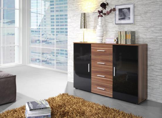 Комод CAMA Uni Слива матовый / Черный глянец / Слива матовый, фото 1