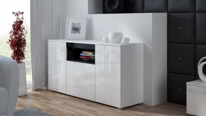 Комод підлоговий CAMA VIVA чорний матовий/чорний глянець/білий, фото 1