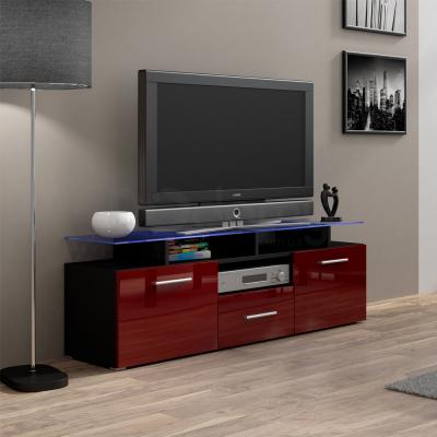 Тумба ТВ CAMA EVORA MINI Черный матовый / Бордо глянец, фото 1