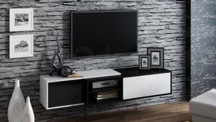 Тумба ТВ CAMA SIGMA 1B навісна білий/чорний, фото 1