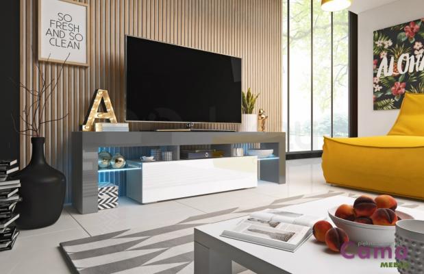 Тумба ТВ CAMA TORO 158 Сірий матовий/білий глянець, фото 1