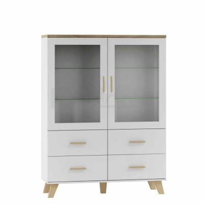 Витрина CAMA LOTTA 2D4S Белый / Дуб Сонома, фото 1