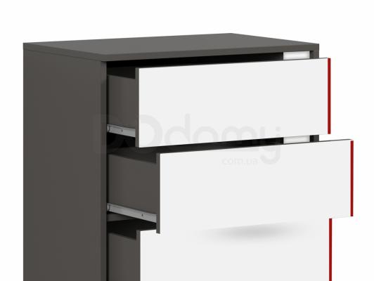 Комод BRW GRAPHIC S343 KOM5SL/B-SZW/BI/CZ Сірий вольфрам/білий/Червоний, фото 2