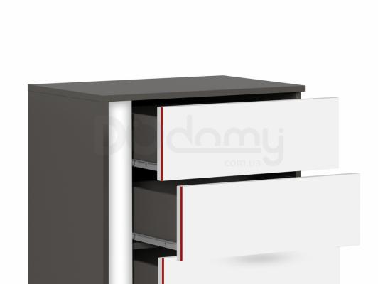 Комод BRW GRAPHIC S343 KOM5SP/B-SZW/BI/CZ Сірий вольфрам/білий/Червоний, фото 2