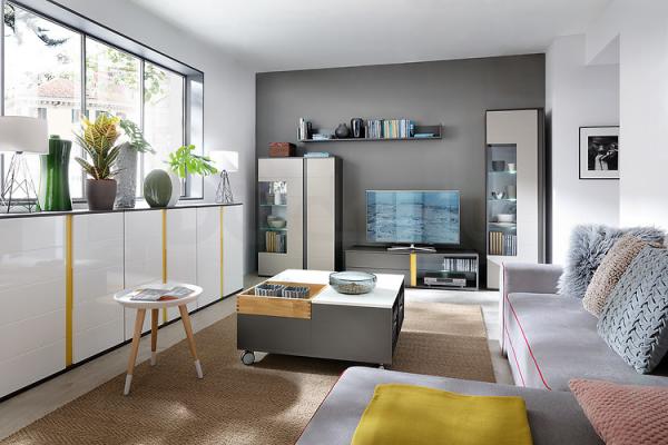 Журнальный стол BRW GRAPHIC S343 LAW/90-SZW/BLP/DNA Серый вольфрам/Белый глянец/Дуб натуральный, фото 3