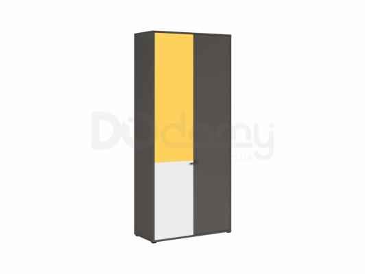 Книжный шкаф BRW GRAPHIC S343 REG2D/C-SZW/ZO/BLP Серый вольфрам/Белый/Жолтый, фото 1
