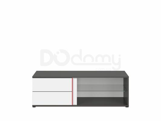 Тумба під телевізор BRW GRAPHIC S343 RTV2S/120/B-SZW/BI/CZ Сірий вольфрам/білий/Червоний, фото 1