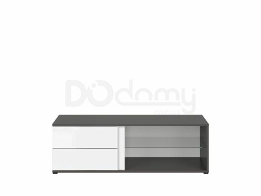 Тумба під телевізор BRW GRAPHIC S343 S343-RTV2S/120/C-SZW/BLP Сірий вольфрам/білий глянець, фото 1