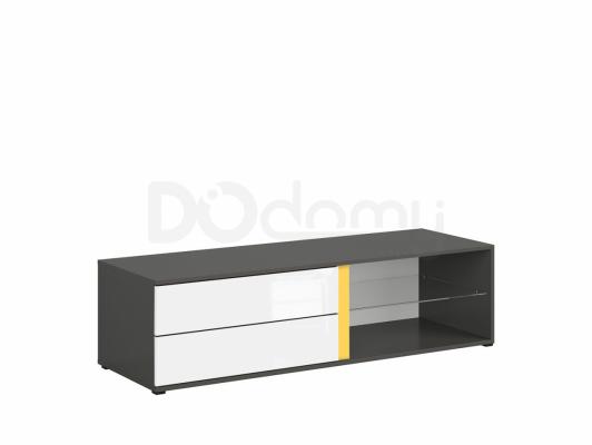 Тумба под телевизор BRW GRAPHIC S343 RTV2S/142/A-SZW/BIP Серый вольфрам/Белый блеск, фото 2