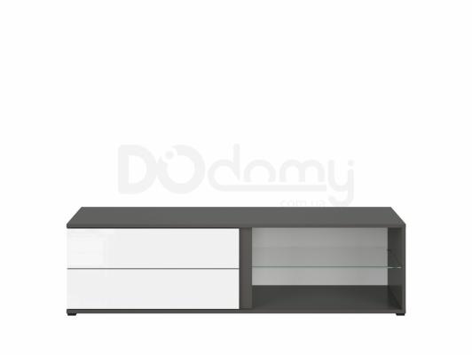 Тумба под телевизор BRW GRAPHIC S343 RTV2S/142/A-SZW/BIP Серый вольфрам/Белый блеск, фото 4